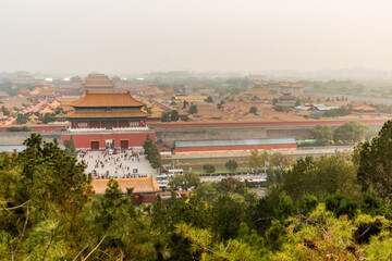 Fototapeta na wymiar Aerial view of the Forbidden City in Beijing, China