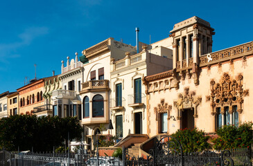 Architecture and views of the city of Vilassar de mar on a sunny summer day. Spain