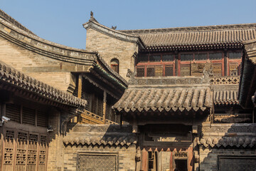 Traditional houses in Hongmen castle in Wang Family Courtyard in Lingshi county, China