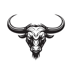 Naklejka premium Angry head face mascot of bull buffalo portrait. black white line art vector illustration