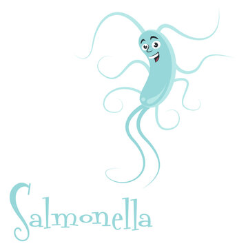 Cartoon Character of Salmonella Bacteria educational vector graphic