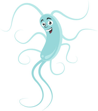 Cartoon Character of Salmonella Bacteria educational transparent graphic