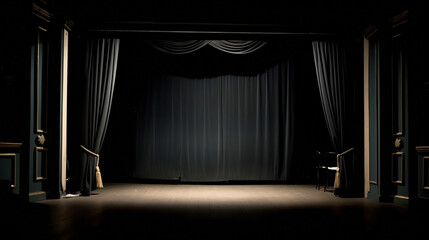stage curtain with spotlight