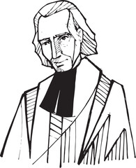 Hand drawn illustration of St. John Vianney.
