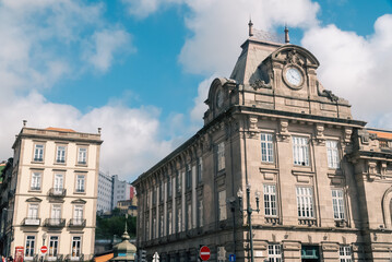 Fototapeta na wymiar Oporto, Portugal. December 4, 2022: Landscape in the city with blue sky and city architecture.