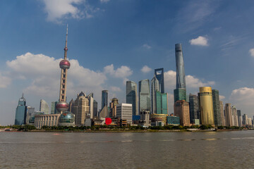Fototapeta premium Skyline of Pudong in Shanghai, China