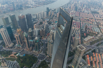 Aerial view of central Shanghai, China