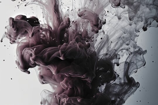 illustration for Moody faded ink drop in the water abstract grunge gray background generative ai