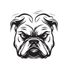 Angry head face mascot of bulldog portrait. black white line art vector illustration