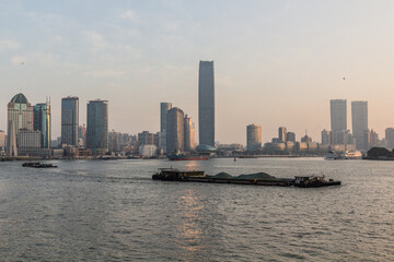 Fototapeta na wymiar Skyline of Shanghai with Huangpu river, China