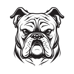Angry head face mascot of bulldog portrait. black white line art vector illustration