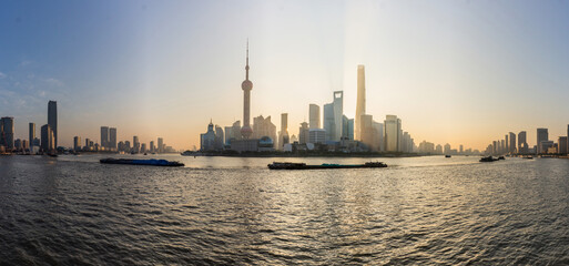 Sunrise view of Pudong in Shanghai skyline, China