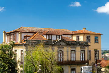 Fototapeta na wymiar Oporto, Portugal. December 4, 2022: Landscape in the city with blue sky and city architecture.