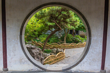 Round Gate in the Couple's Garden in Suzhou, Jiangsu province, China
