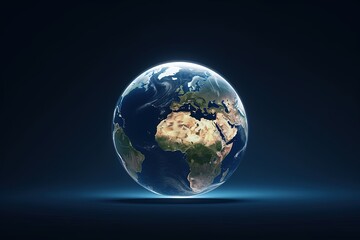 illustration for 3d planet earth on blue studio background realistic globe with clouds europe asia and africa view 3d render illustration elements of this image by nasa