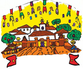 View of the city of Tiradentes. Historic and baroque houses with Generative AI  technology.