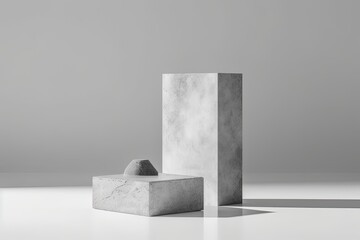 illustration for 3d concrete pedestal podium on white background gray display for beauty product cosmetic promotion natural rock grey stone minimal industrial scene abstract 3d render with copy space