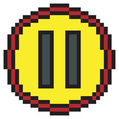 Pause button icon with pixel art