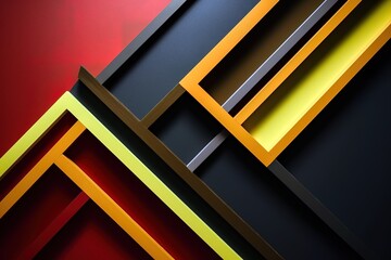 Abstract background with 3D colorful lines in red, yellow and black tones. Generative AI