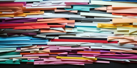 Textured colorful background of paper cuts strips. Generative AI