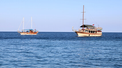Small cruise boats in the sea