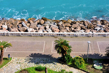 the seaside promenade in Celle Ligure Liguria Italy