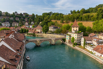 Fototapeta na wymiar View of the Untertorbrucke bridge in Bern Switzerland