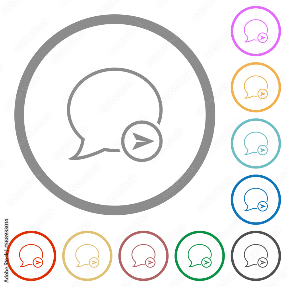 Poster send message outline flat icons with outlines