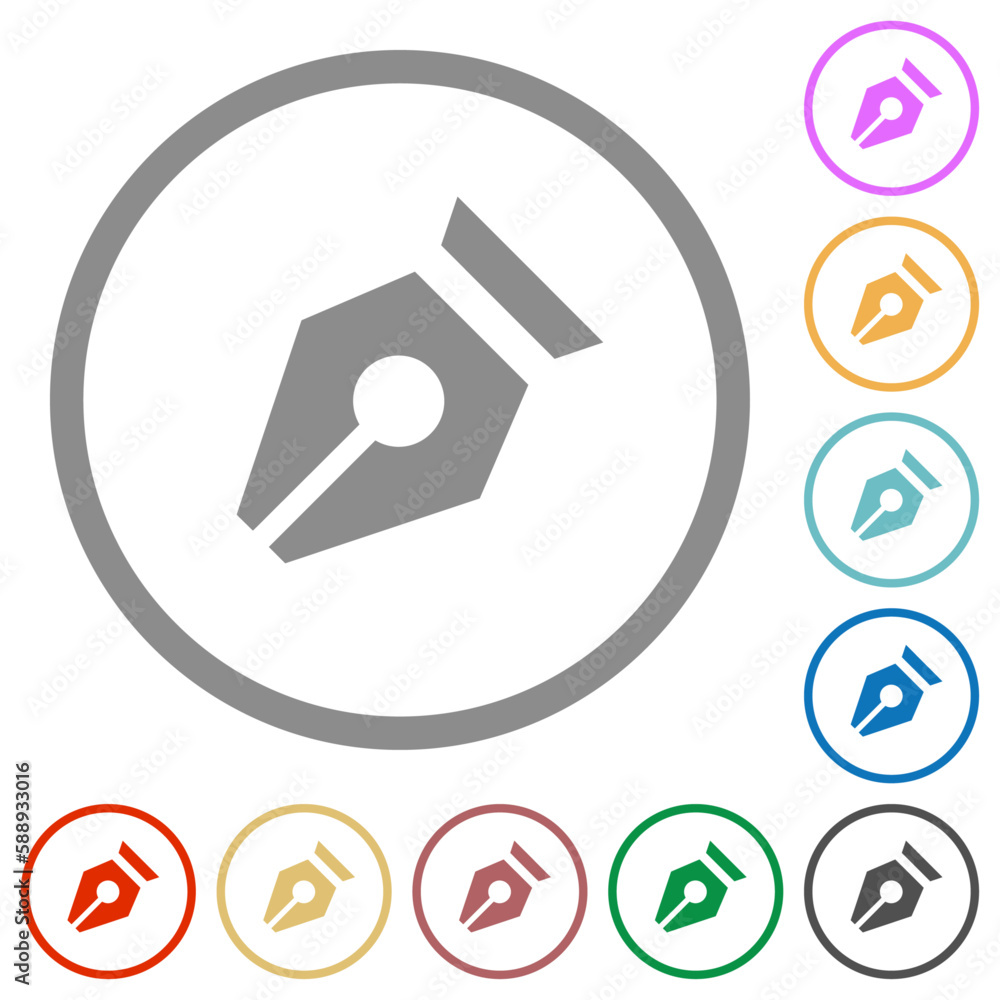 Poster nib solid flat icons with outlines