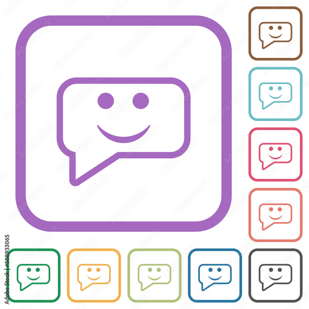 Poster rounded square smiling chat bubble outline simple icons
