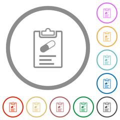 Medical prescription outline flat icons with outlines