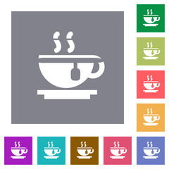 Cup of tea square flat icons