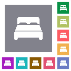 Double bed square flat icons