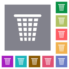 Single empty wide trash solid square flat icons