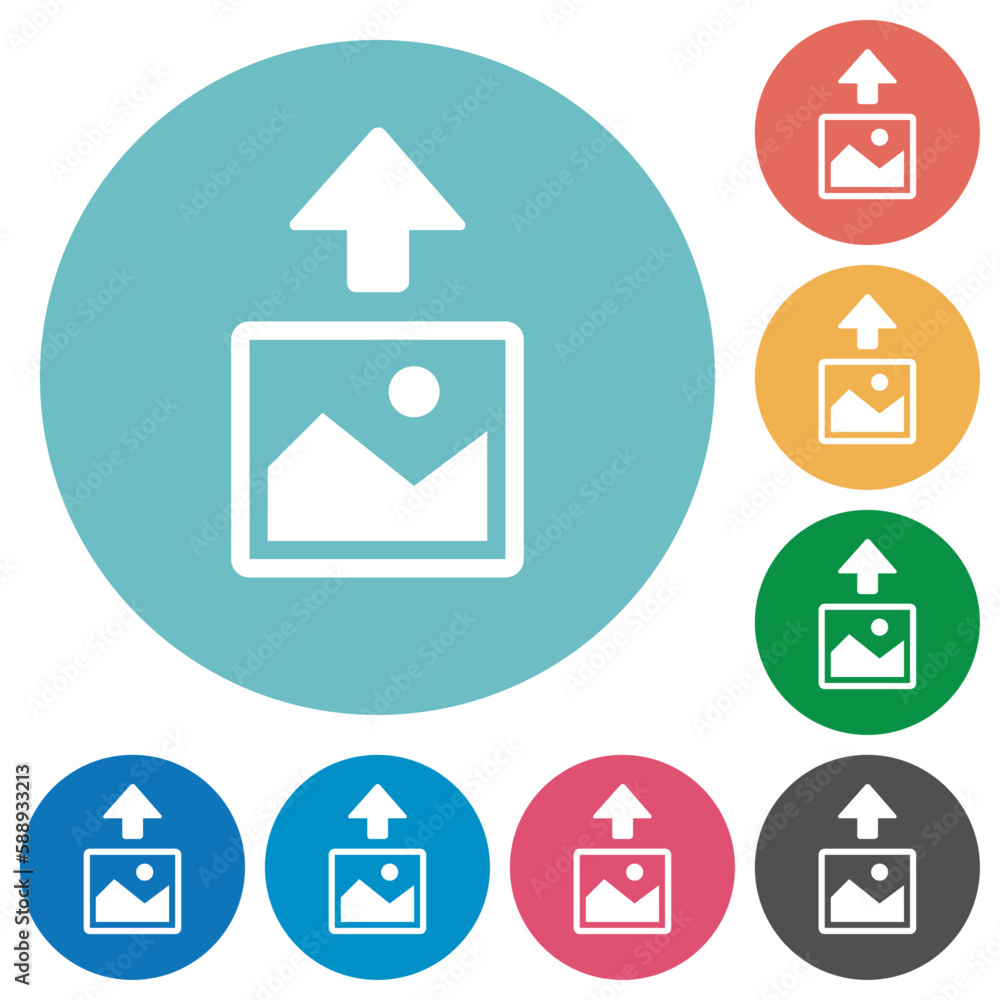 Poster upload image flat round icons