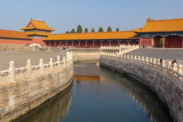 Fototapeta na wymiar Golden Stream in the Forbidden City in Beijing, China