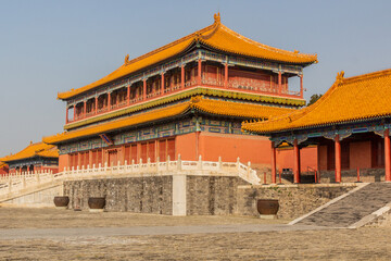Naklejka premium Belvedere of Embodying Benevolence in the Forbidden City in Beijing, China