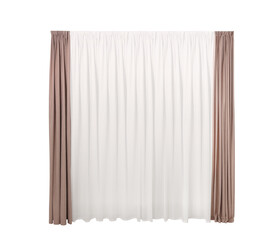 Beautiful elegant window curtains isolated on white