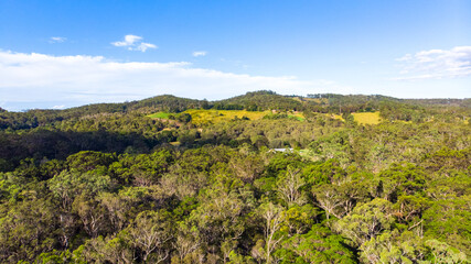Fototapeta na wymiar Beautiful famous Tinchi Tamba Wetlands, Bald Hills seeing from above. Drone shot, Brisbane, Queensland, Australia. 