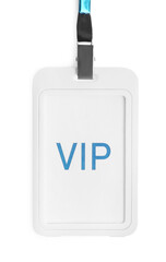 Vip badge isolated on white, top view