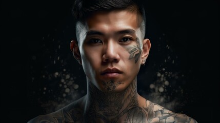 顔にタトゥーのある強そうな男性（格闘技・闘志・Generative AI）
