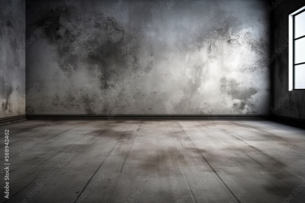 Poster an empty room with a window and a wall. generative ai
