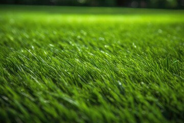 lush green grass field with dew drops. Generative AI