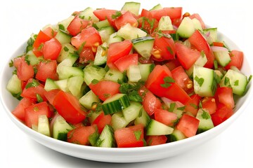 fresh and colorful salad in a white bowl. Generative AI