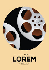 Movie and film festival poster design template backgroundn with film reel