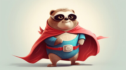 Cartoon superhero sloth. Created with Generative AI.