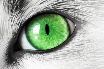 Close-Up of a Green Cat Eye. Generative AI