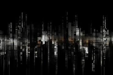 cityscape at night in black and white. Generative AI