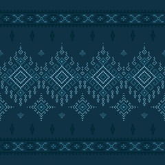 Beautiful fabric patterns, native tribal patterns can be used for knitting, shawls, curtains, blankets, and all types of clothing, including walls. Blue background.