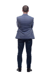 Fototapeta premium Full length portrait of businessman standing back